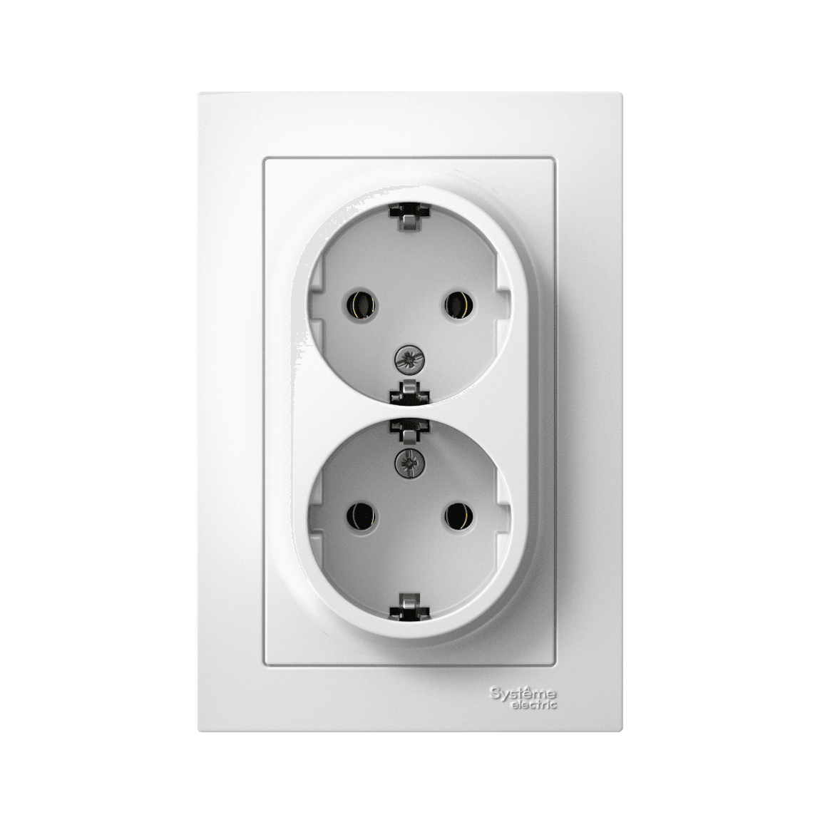ATLASDESIGN РОЗЕТКА двойная с заземлением без шторок, 16А, в сборе, БЕЛЫЙ