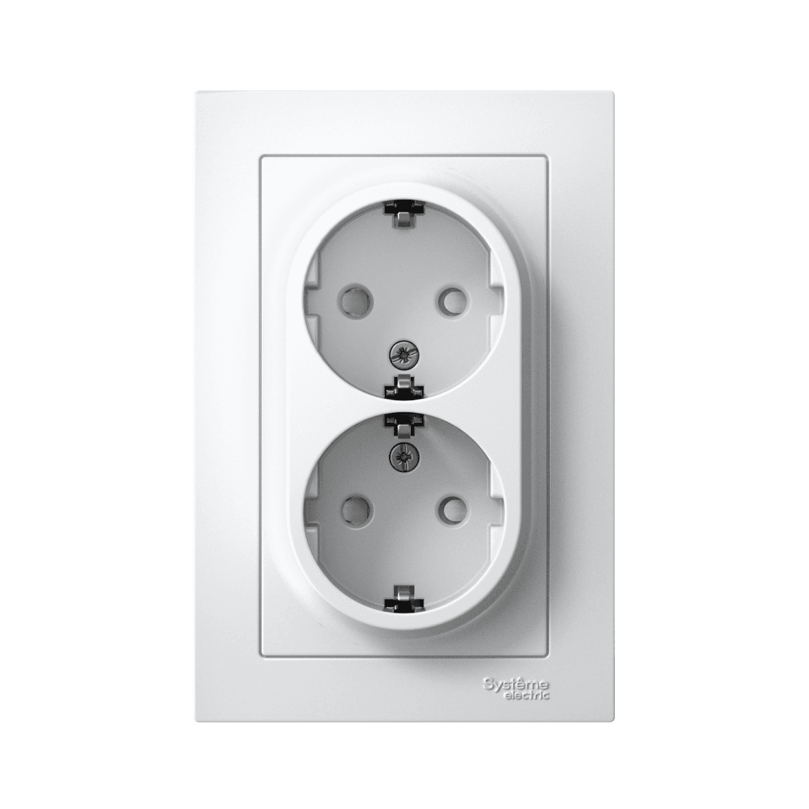 ATLASDESIGN РОЗЕТКА двойная с заземлением со шторками, 16А, в сборе, БЕЛЫЙ