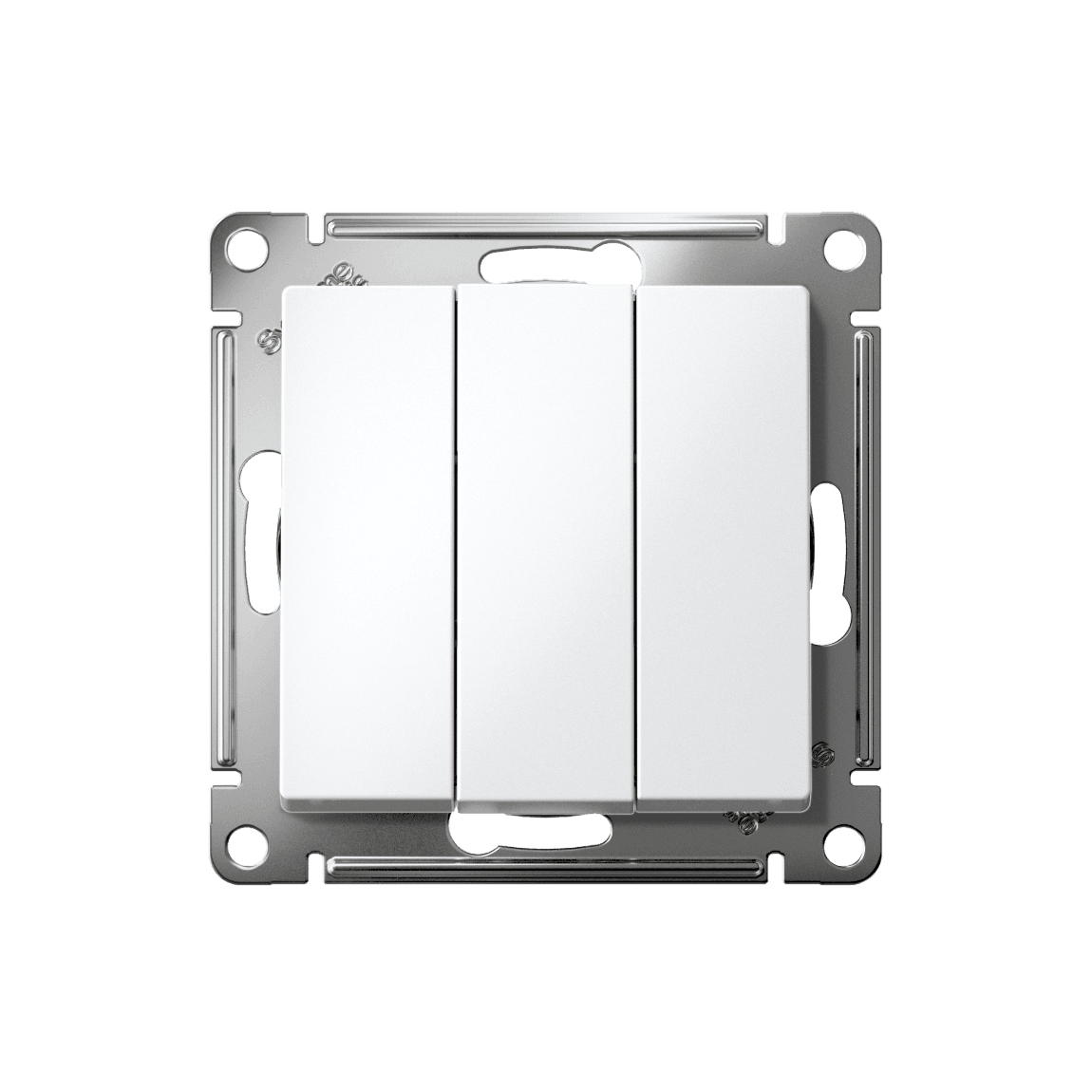 Выключатель трёхклавишный Systeme Electric ATLASDESIGN ATN000131 (белый) - вид прямо