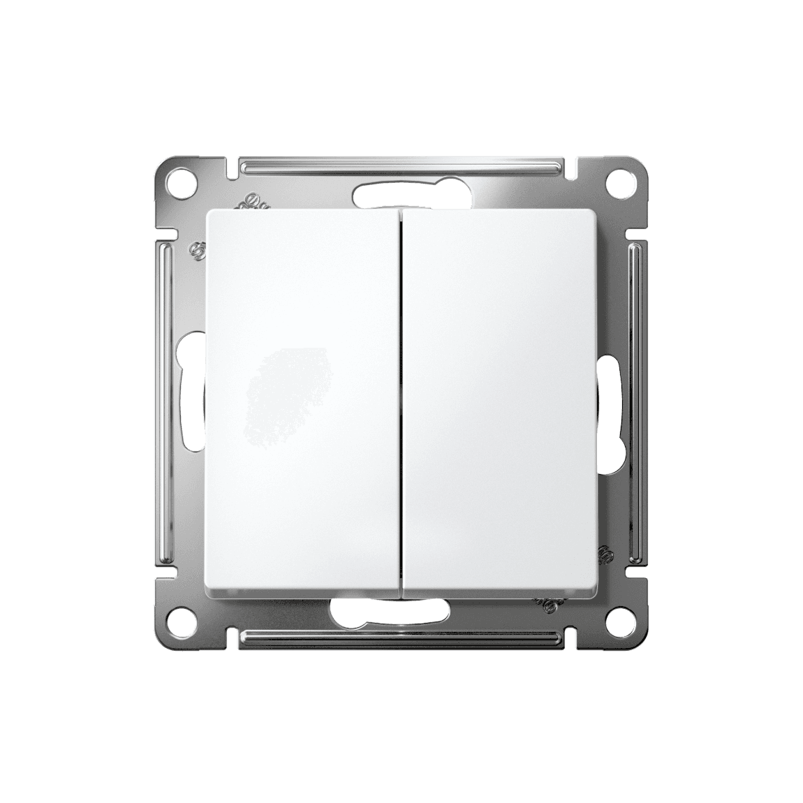 Выключатель проходной двухклавишный Systeme Electric ATLASDESIGN ATN000165 (белый) - вид прямо