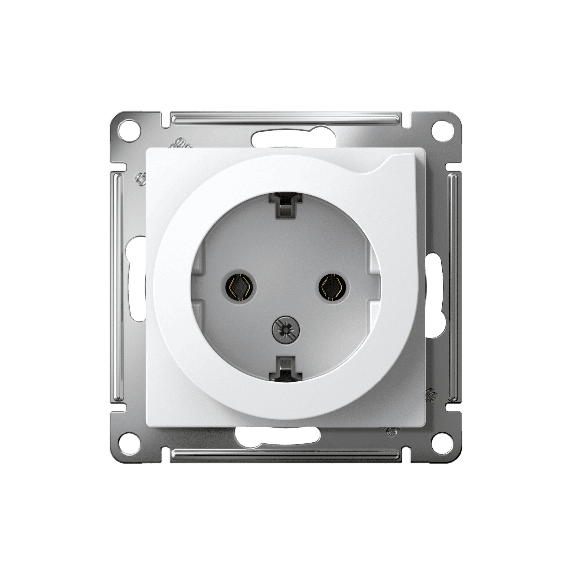 Розетка Systeme (Schneider) AtlasDesign ATN000147 белая с заземлением, защитными шторками и выталкивателем