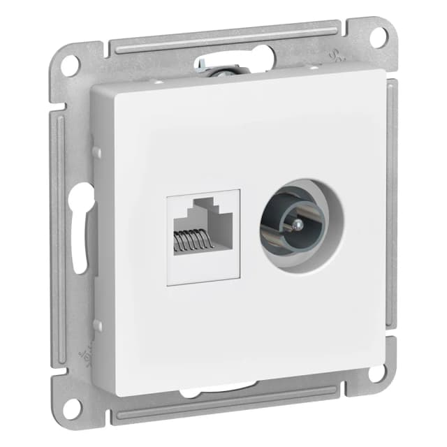 Розетка двойная Systeme Electric ATLASDESIGN ТВ и компьютерная RJ45 (белая) ATN000189