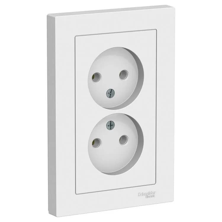 Двойная розетка Systeme (Schneider) Electric AtlasDesign ATN000120 белая без заземления