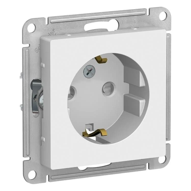 Розетка Schneider Electric AtlasDesign ATN000145 белая с заземлением и шторками