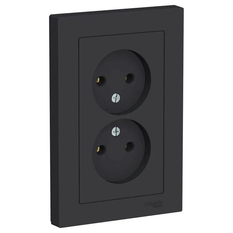 Розетка двойная без заземления Systeme Electric ATLASDESIGN карбон ATN001020 — Electrica Shop