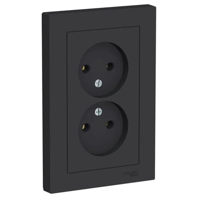 Розетка двойная без заземления Systeme Electric ATLASDESIGN карбон ATN001020 — Electrica Shop
