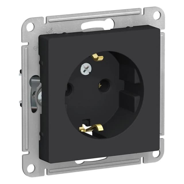 Розетка с заземлением Systeme Electric ATLASDESIGN карбон ATN001043