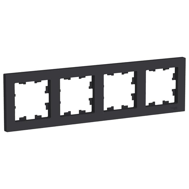 Рамка Schneider Electric AtlasDesign на четыре места для розеток и выключателей, цвет карбон
