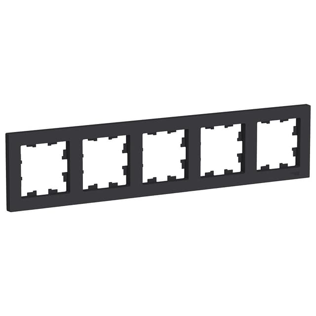 Рамка Schneider Electric AtlasDesign на пять мест для розеток и выключателей, цвет карбон