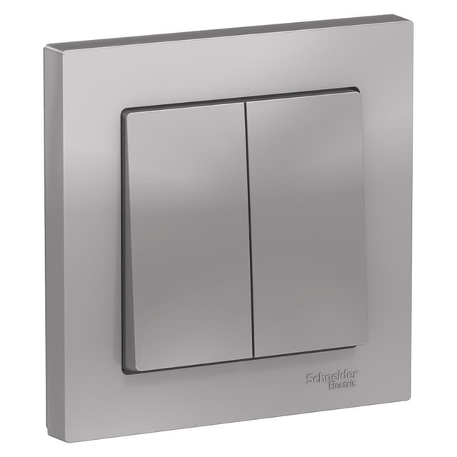 Выключатель двухклавишный Schneider Electric AtlasDesign алюминий ATN000352