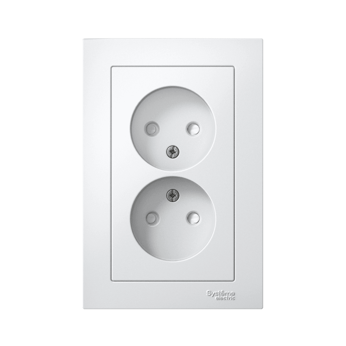 Розетка двойная без заземления, с защитными шторками и рамкой Systeme (Schneider) Electric AtlasDesign ATN000122 (белый)