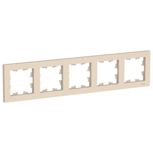 Рамка Systeme Electric AtlasDesign на 5 розеток или выключателей, бежевый цвет. Производство Systeme Electric (бывший Schneider Electric)
