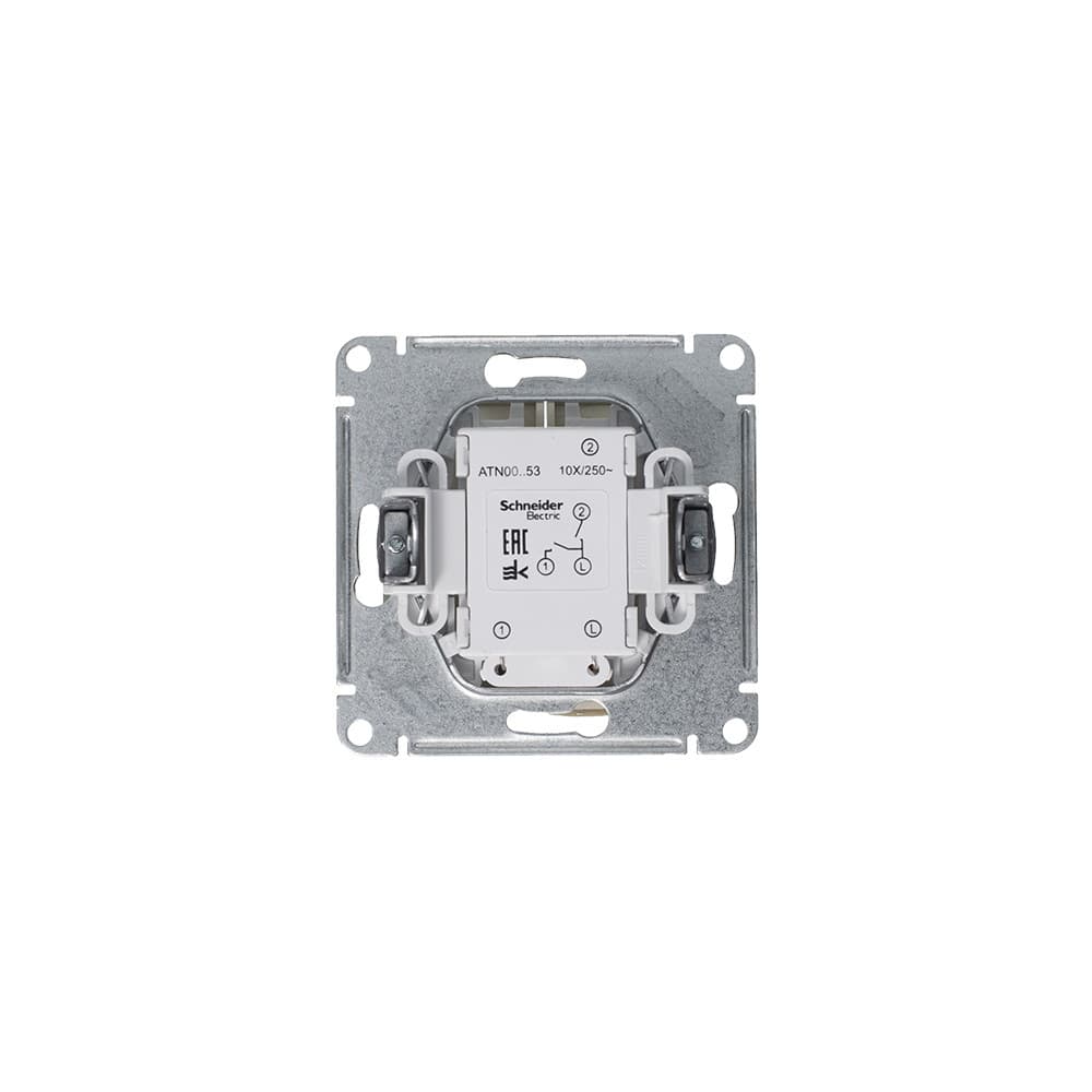 Выключатель двухклавишный с подсветкой Schneider Electric AtlasDesign алюминий ATN000353