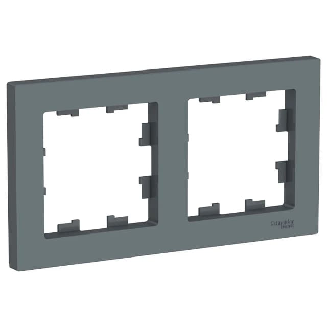 Рамка декоративная двухместная Systeme Electric AtlasDesign для двух розеток или выключателей, цвет графит