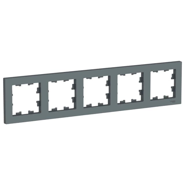 Рамка декоративная на 5 модулей Systeme Electric AtlasDesign для розеток и выключателей, цвет графит