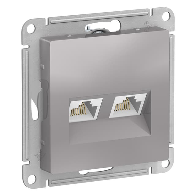 Розетка двойная компьютерная Schneider Electric AtlasDesign алюминий ATN000385