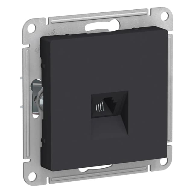 Розетка телефонная Systeme Electric AtlasDesign для подключения стационарного телефона, цвет карбон