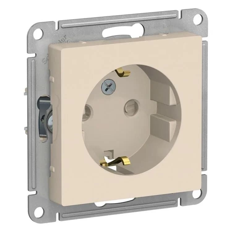Розетка Systeme Electric AtlasDesign ATN000245 бежевая с заземлением и защитными шторками