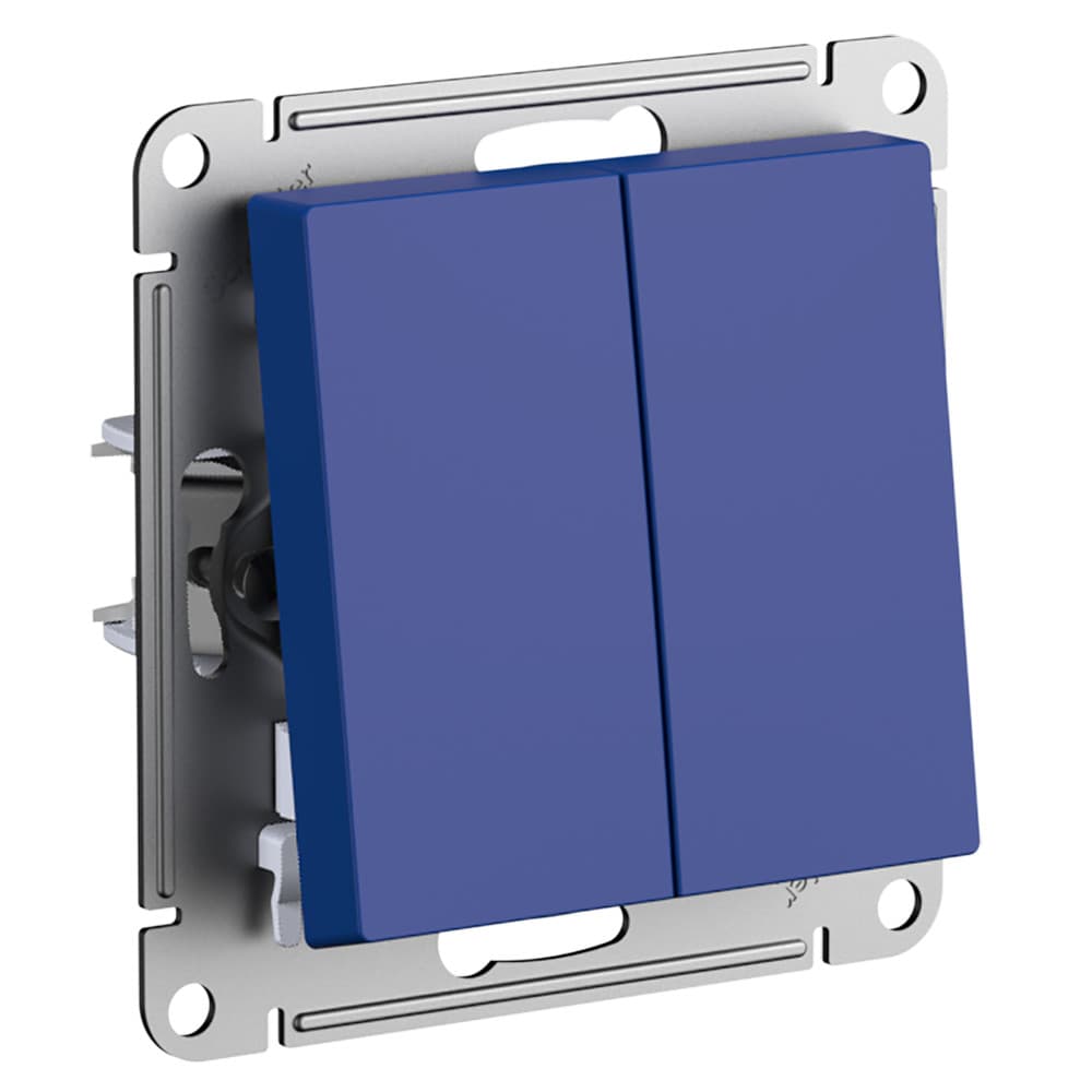 Выключатель двухклавишный проходной Schneider Electric AtlasDesign аквамарин ATN001165