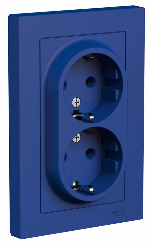 Розетка двойная с заземлением Schneider Electric AtlasDesign аквамарин ATN001124