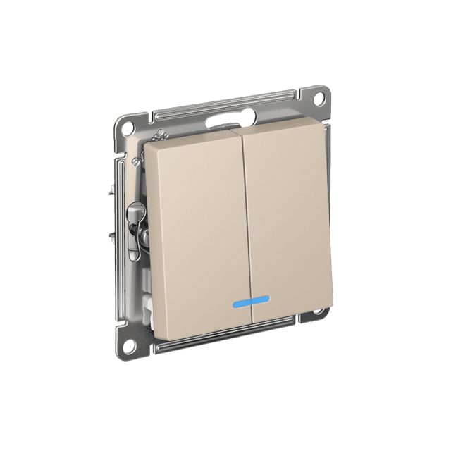 Выключатель двухклавишный с подсветкой Schneider Electric AtlasDesign песочный ATN001253