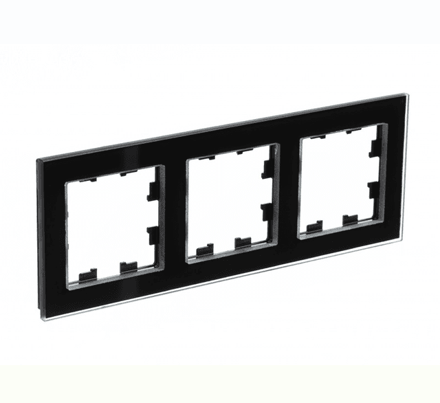 Рамка 3-местная Schneider Electric AtlasDesign Nature черный глянец ATN321003 для блока розеток и выключателей
