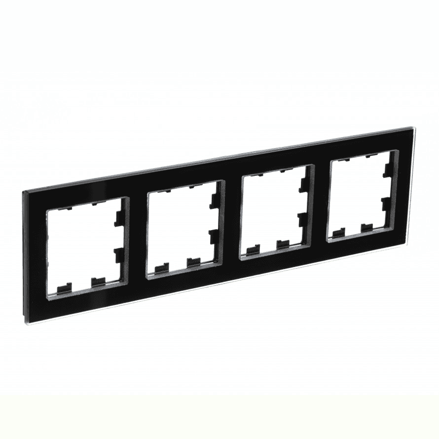 Рамка 4-местная Systeme (Schneider) Electric AtlasDesign Nature черный глянец ATN321004 для блока из четырех розеток или выключателей