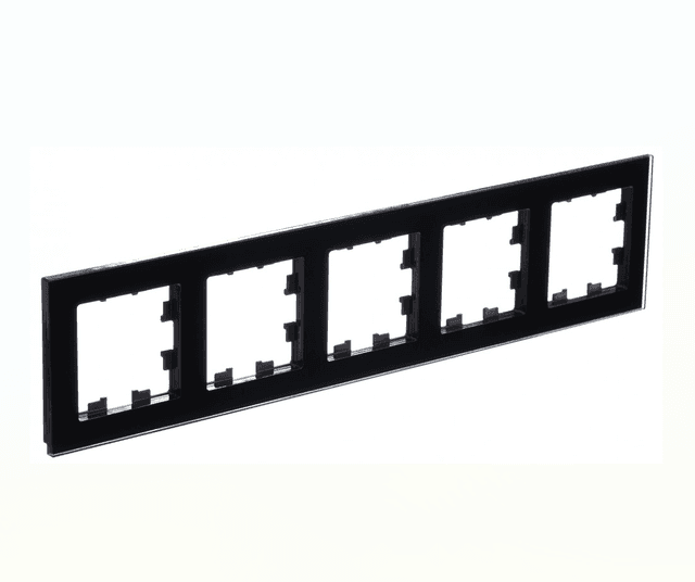 Рамка 5-местная Schneider Electric AtlasDesign Nature черный глянец ATN321005 для большого блока розеток и выключателей