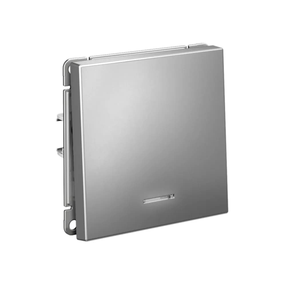 Дизайнерский выключатель одноклавишный с подсветкой Systeme Electric ArtGallery, цвет сталь