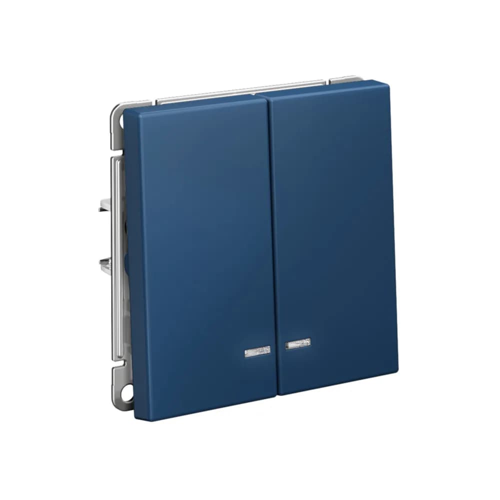 Выключатель двухклавишный с подсветкой Systeme Electric (Schneider) ArtGallery, цвет аквамарин