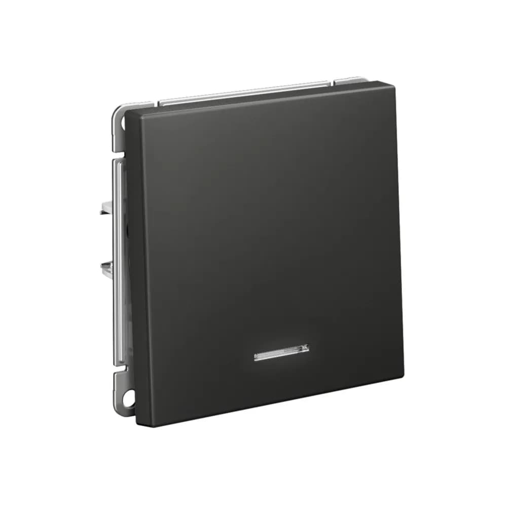 Дизайнерский выключатель одноклавишный с подсветкой Systeme Electric ArtGallery, цвет базальт