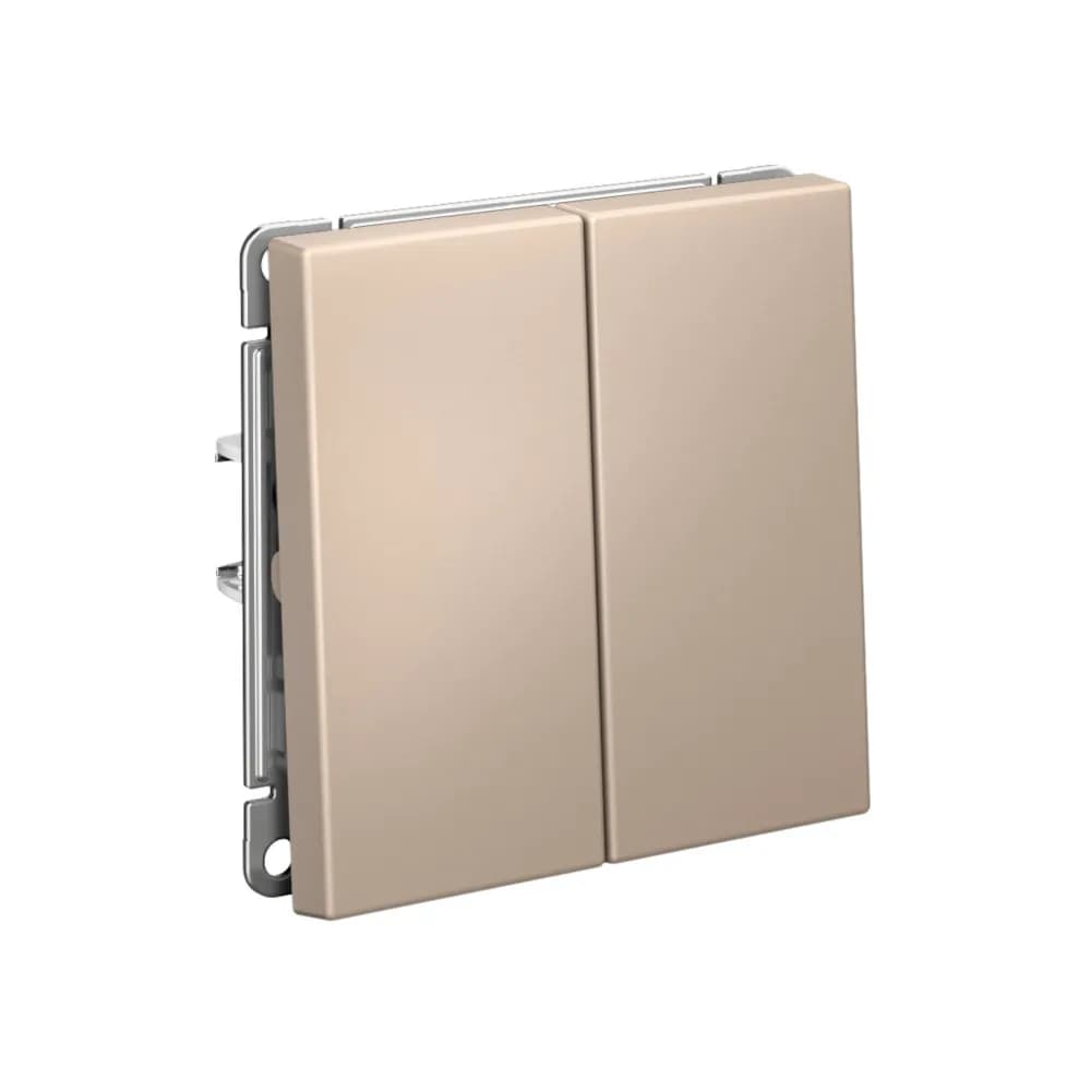 Дизайнерский выключатель двухкнопочный Systeme Electric ArtGallery, цвет песочный, современный дизайн