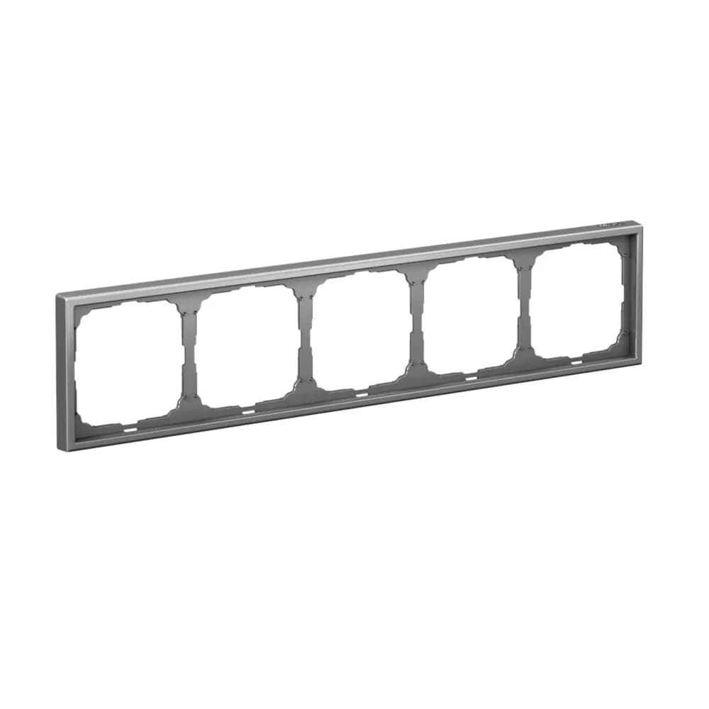 Дизайнерская рамка на 5 мест (модулей) для выключателей или розеток Systeme Electric ArtGallery, цвет сталь