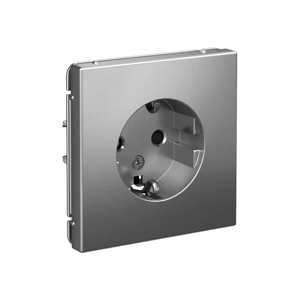 Дизайнерская розетка с заземлением и защитными шторками Systeme Electric ArtGallery, цвет сталь