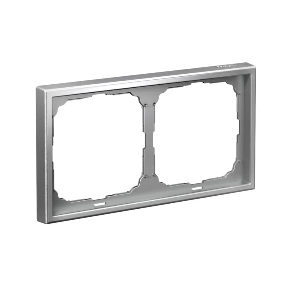 Дизайнерская рамка на 2 места (модуля) для выключателей или розеток Systeme Electric ArtGallery, цвет алюминий