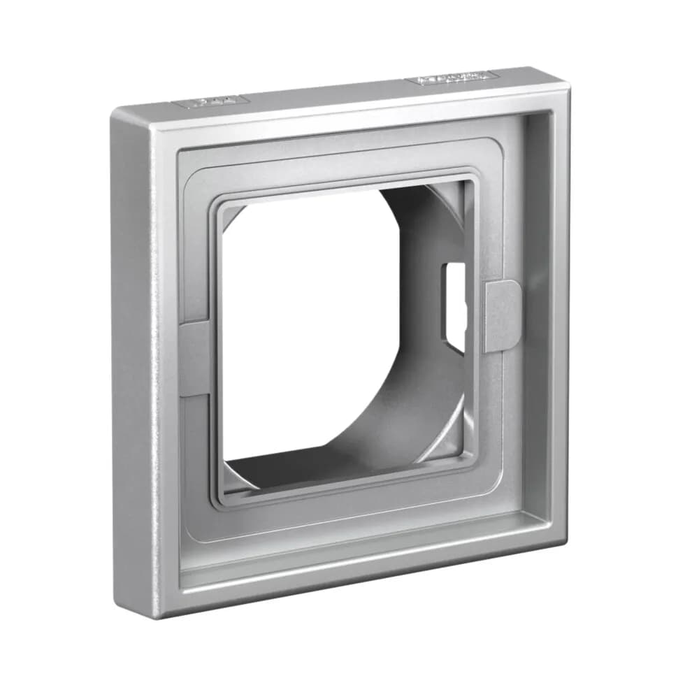 Дизайнерская влагозащищенная рамка на 1 место (модуль) для выключателя или розетки Systeme Electric ArtGallery, цвет алюминий