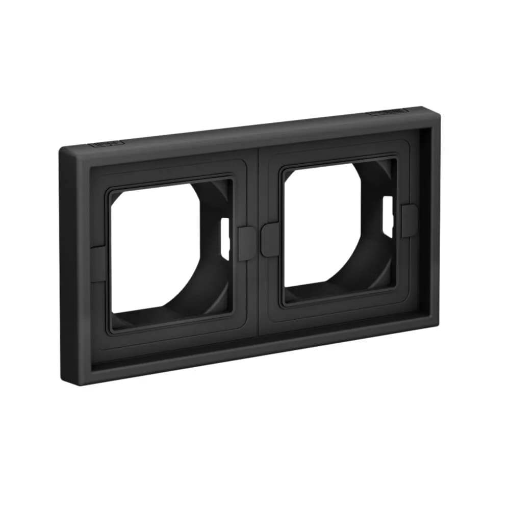 Дизайнерская влагозащищенная рамка на 2 места (модуля) для выключателей или розеток Systeme Electric ArtGallery, цвет карбон