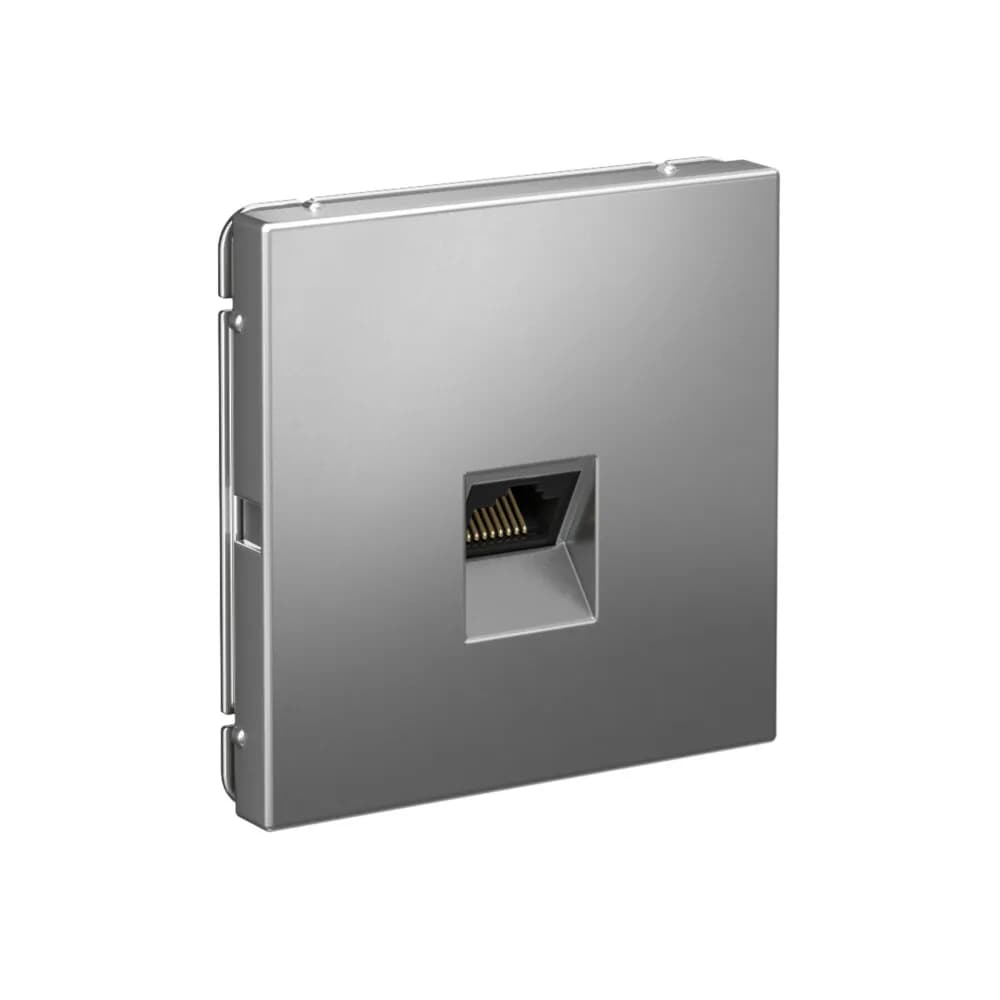 Дизайнерская компьютерная розетка категории 6A (Cat.6A) Systeme Electric ArtGallery, цвет сталь, порт RJ45