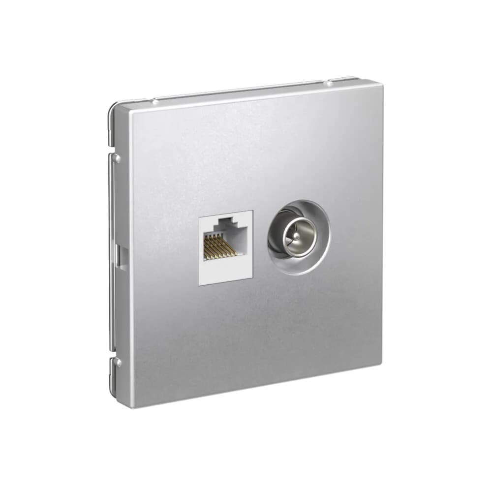 Дизайнерская комбинированная розетка Systeme Electric ArtGallery: ТВ и компьютерный порт, цвет алюминий