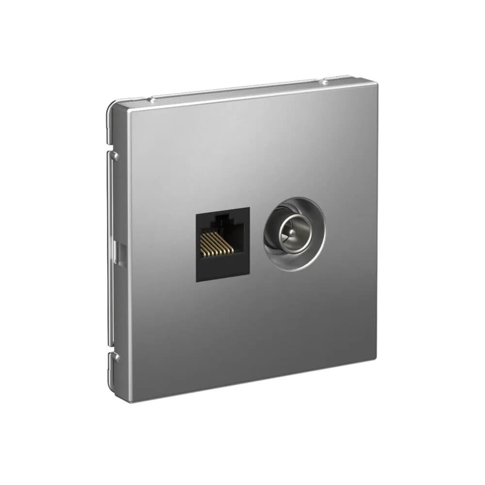 Дизайнерская комбинированная розетка Systeme Electric ArtGallery: ТВ и компьютерный порт, цвет сталь