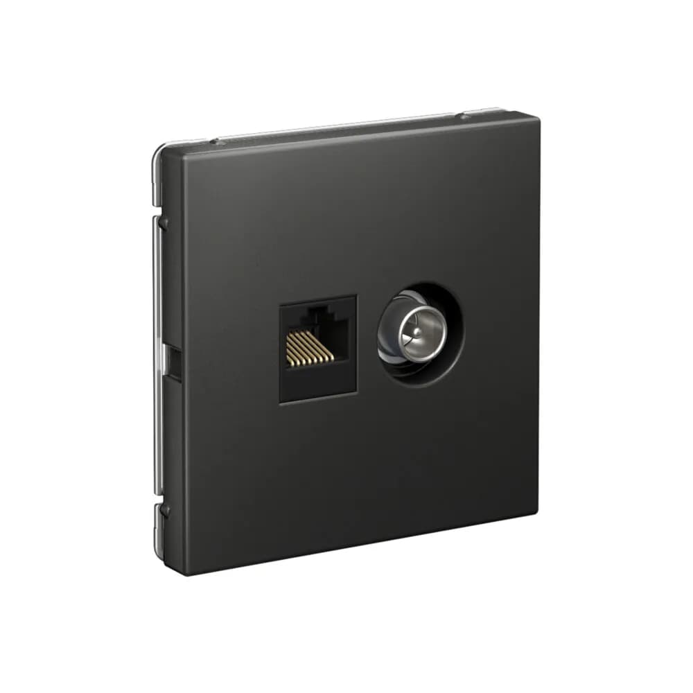 Дизайнерская комбинированная розетка Systeme Electric ArtGallery: ТВ и компьютерный порт, цвет базальт