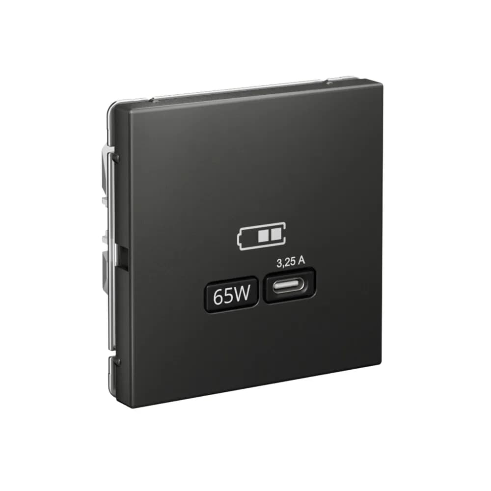 Дизайнерская розетка с портом USB Type-C Systeme Electric ArtGallery, цвет базальт