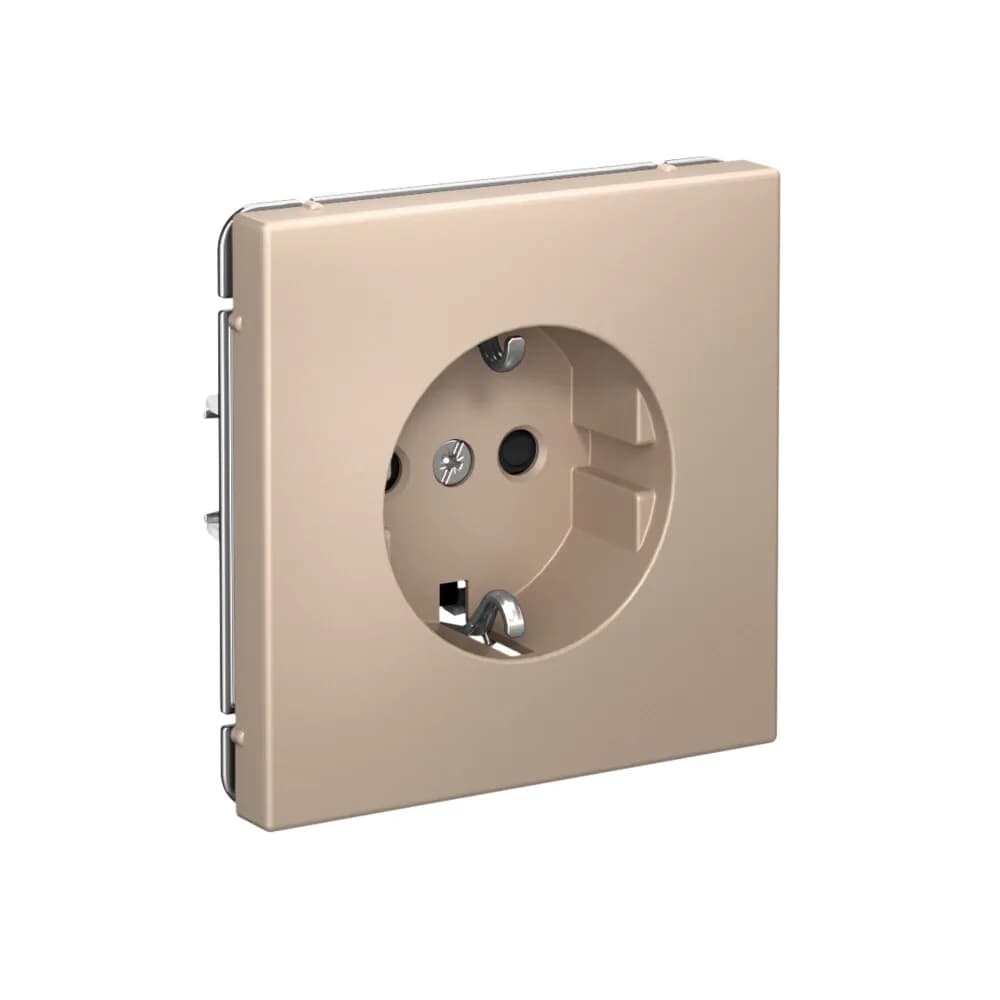 Дизайнерская розетка с заземлением и защитными шторками Systeme Electric ArtGallery, цвет песочный