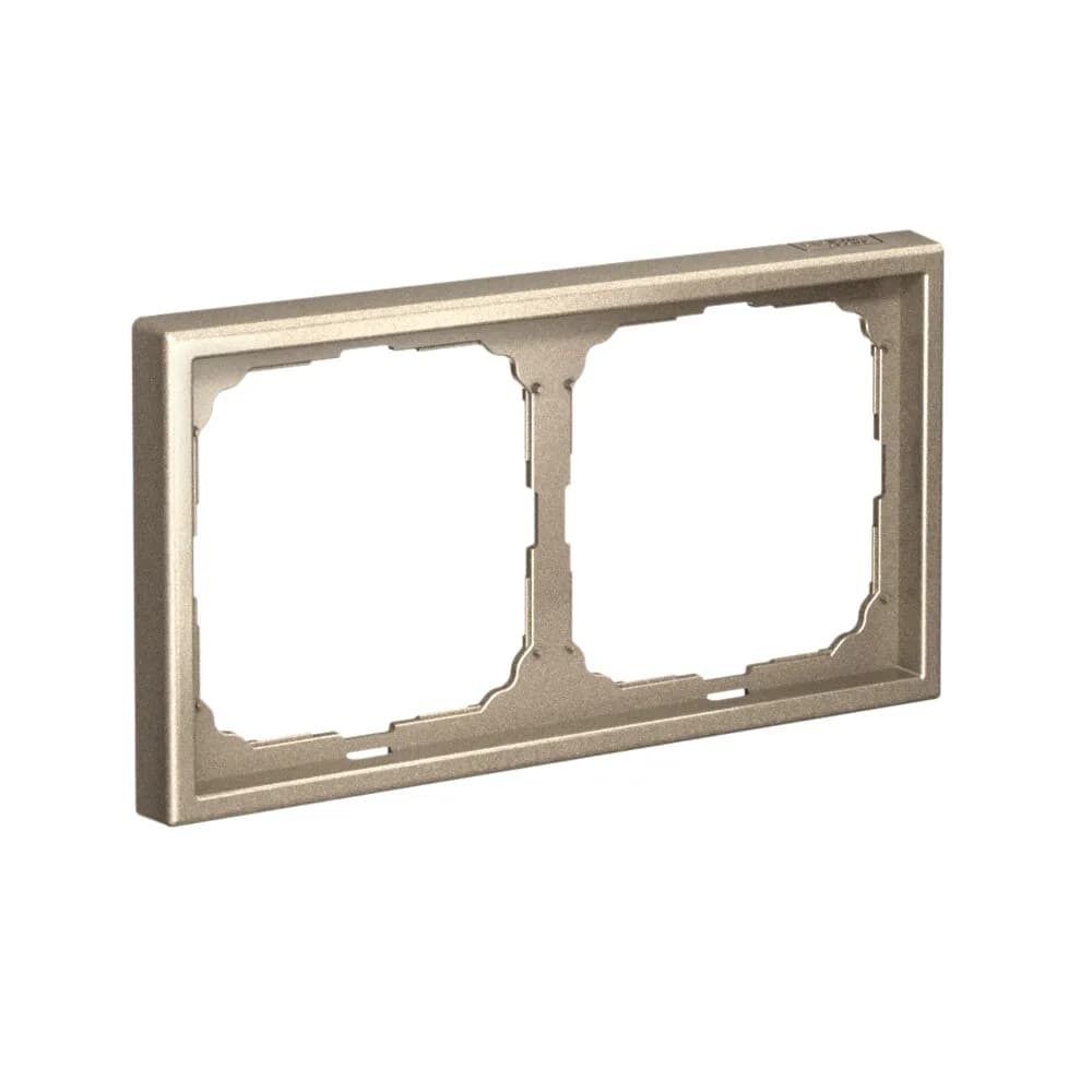 Дизайнерская рамка на 2 места (модуля) для выключателей или розеток Systeme Electric ArtGallery, цвет шампань