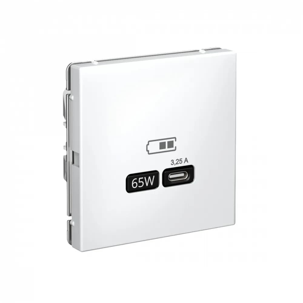 Дизайнерская розетка с портом USB Type-C Systeme Electric ArtGallery, белый цвет