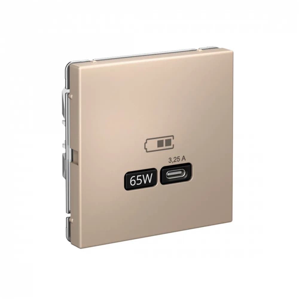 Дизайнерская розетка с портом USB Type-C Systeme Electric ArtGallery, цвет песочный