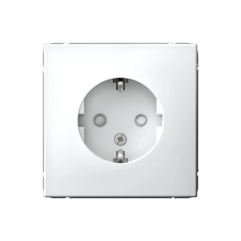 Дизайнерская розетка с заземлением и защитными шторками Systeme Electric ArtGallery, белый цвет