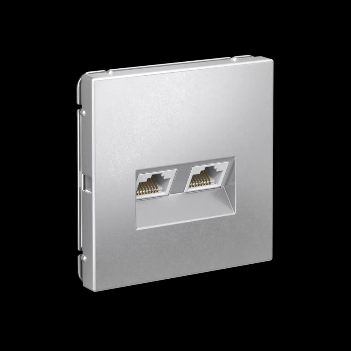Дизайнерская двойная компьютерная розетка Systeme Electric ArtGallery, два порта RJ45, цвет алюминий