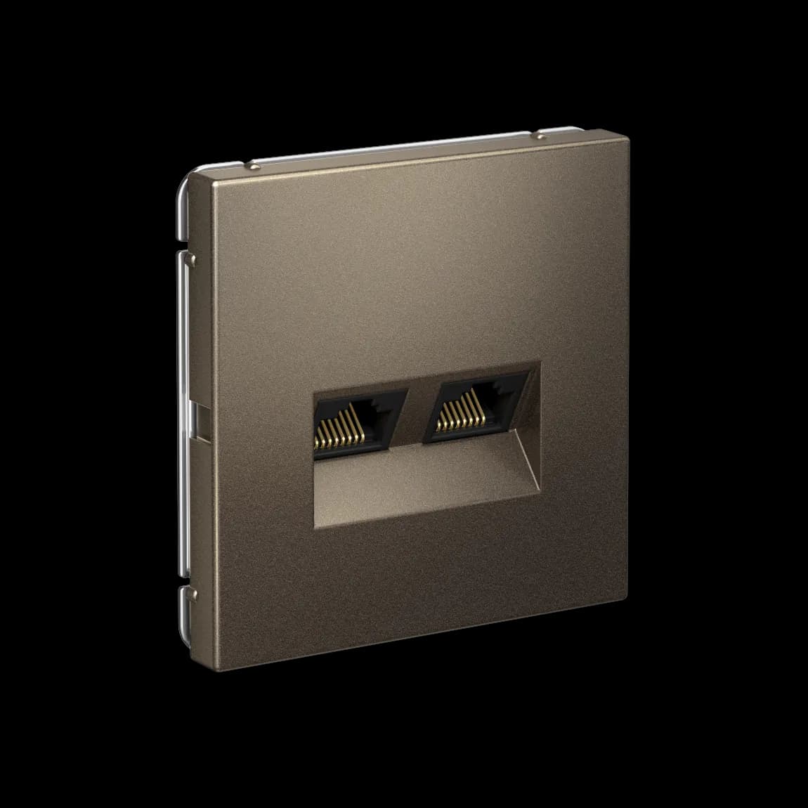 Дизайнерская двойная компьютерная розетка Systeme Electric ArtGallery, два порта RJ45, цвет мокко