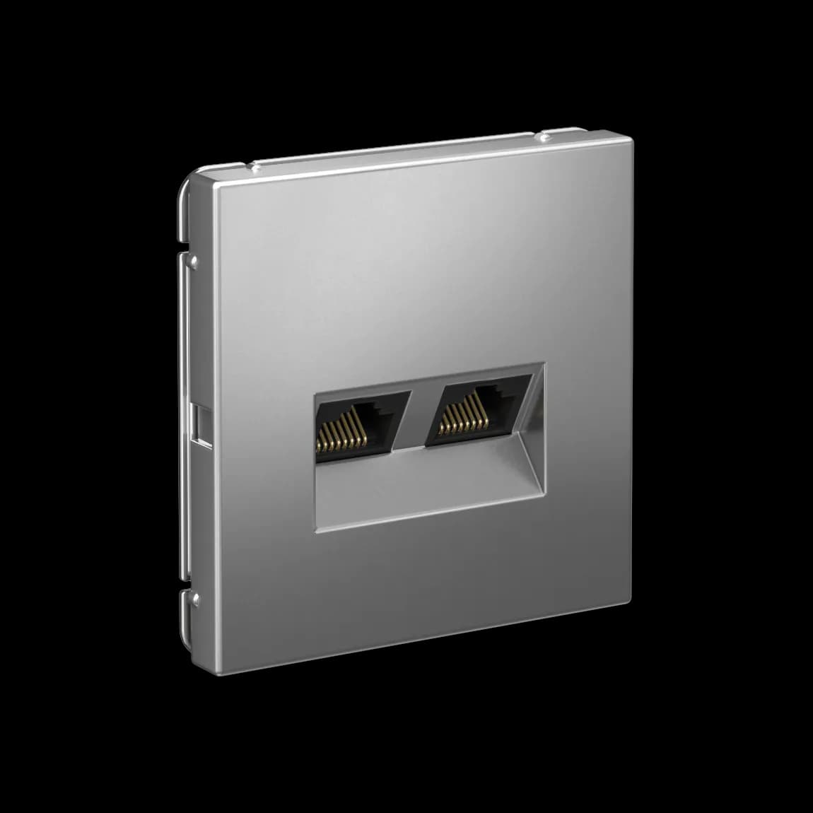 Дизайнерская двойная компьютерная розетка Systeme Electric ArtGallery, два порта RJ45, цвет сталь